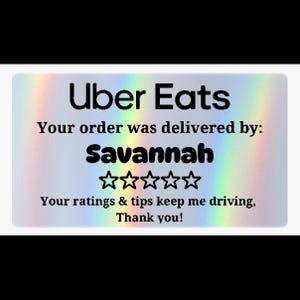 LARGE Holo UBEREATS Delivery Driver Ratings & Tips Stickers (3"x 2")