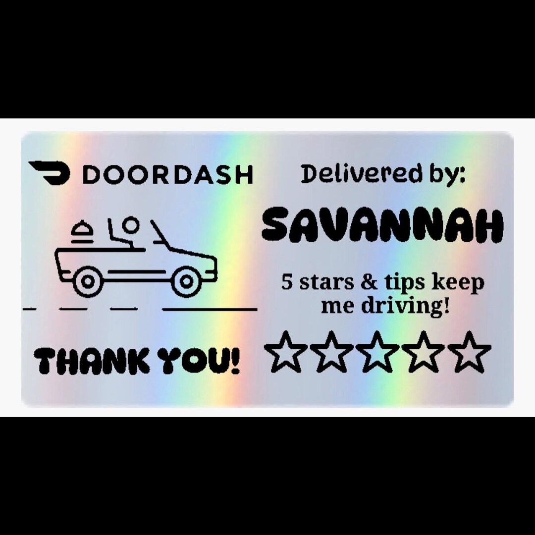 Holo DASHER CAR Delivery Driver Stickers: Doordash, Ubereats, Instacart ...