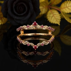 Natural Ruby Engagement Proposal Band Double Matching Band Round Cut Curved Wedding Band Minimalist Promise Ring Wedding Anniversary Ring.