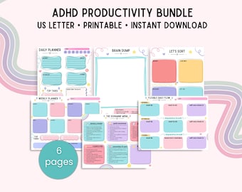 ADHD Printable Planner Bundle: Focus & Executive Function Tools (PDF Download