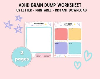 Brain Dump Worksheet for ADHD | Executive Dysfunction Printable | Mental Declutter Sheet | Digital Download PDF