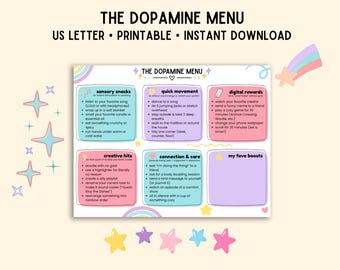ADHD Dopamine Menu Printable | Executive Function Reward Chart | Neurodivergent Self-Care List | Instant Download PDF