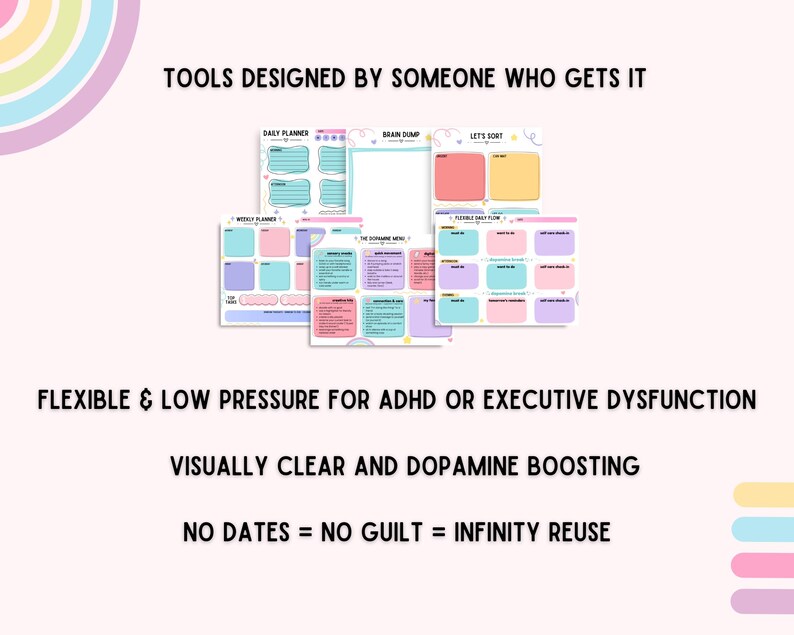 ADHD Printable Planner Bundle: Focus & Executive Function Tools (PDF ...