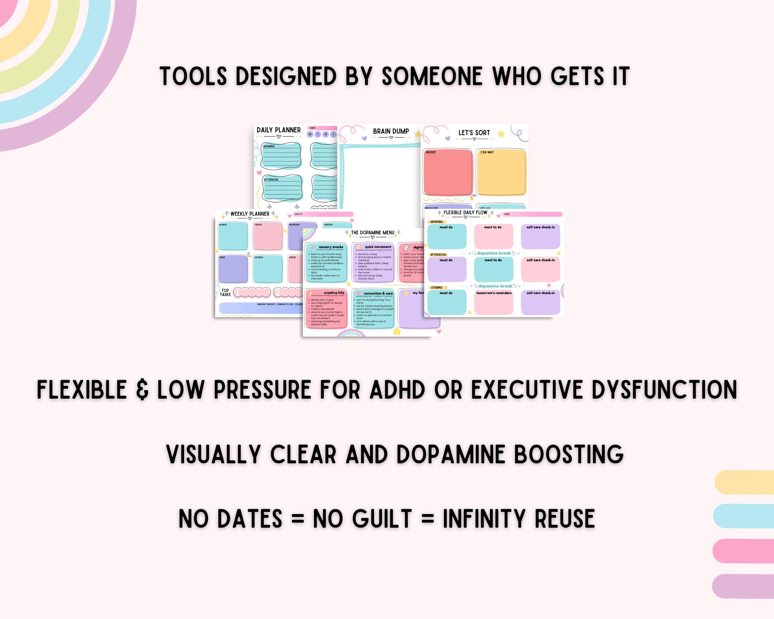 ADHD Printable Planner Bundle: Focus & Executive Function Tools (PDF ...