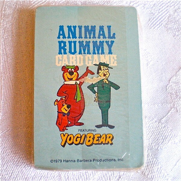 Yogi Bear, Vintage Cards, Unused, Playing Cards, Hanna Barbera, Animal Rummy, Deck, Game, Sealed, Unused, Retro, 1979, Kitsch