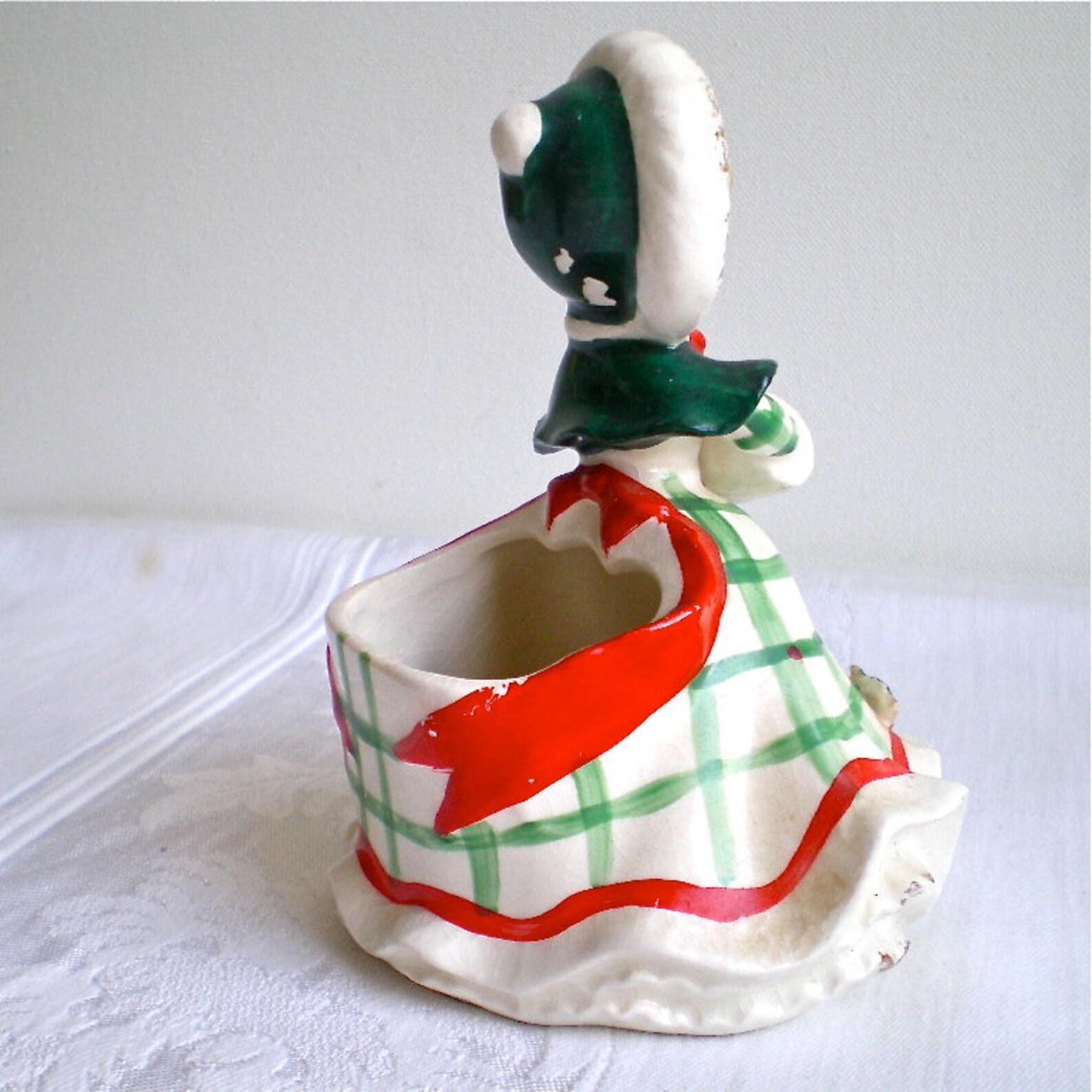 Vintage Christmas Lefton Girl Figurine Holly Snow Etsy