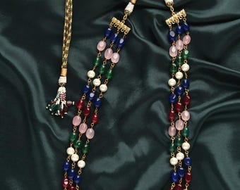 カラフルなチャンキービーズネックレス、マルチカラービーズネックレス