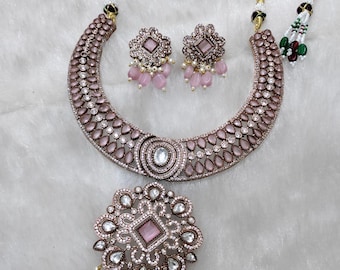 Statement AD Jewellery Set for Women | American Diamond Bridal Necklace | Traditional Indian Jewelry