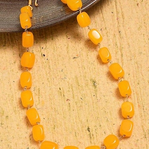Chunky Beaded Gemstone Necklace | Handmade Statement Jewelry in Yellow, Blue & Green | Minimalist Choker Gift for Her