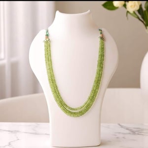 Glänzende Peridot Multi Strang Halskette | Natürlicher Grüner Edelstein Statement Schmuck | Handgemachtes festliches Geschenk für sie