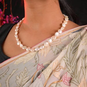 AAA Baroque Freshwater Pearl Necklace & Earring Set | AAA White Pearls | Handmade Jewelry for Women |