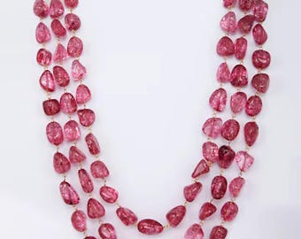 Handgefertigte Rosa Kristallperlen-Halskette | Multi-Strand Statement Schmuck