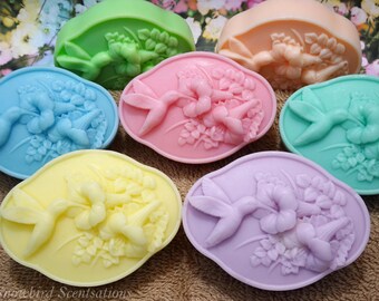 Hummingbird with Flowers Oval Soap Bar