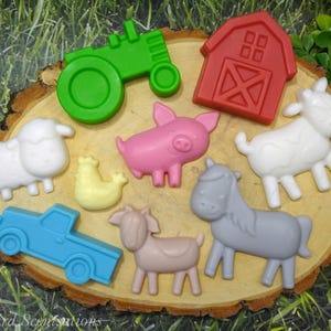 Farm Soaps: Assortment of 9 - Barn, Tractor, Pickup Truck, Horse, Cow, Goat, Lamb, Pig, Chicken