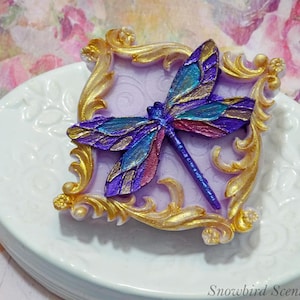 Dragonfly with Flowers Square Soap Bar (Painted)