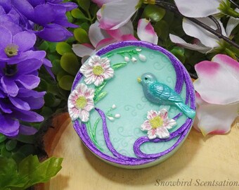 Bird with Flowers Round Bar (Painted)