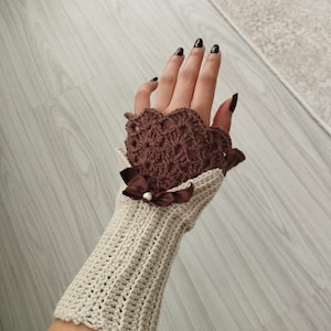 Crochet Winter Gloves, Handmade Fingerless Gloves, Vintage Lace Knit Arm Warmers, Floral Gloves, Warm Winter Gloves, Gloves Christmas Gift