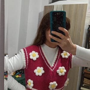 knit crop top Cropped knit sweater,knit crop top,square desing daisy crop