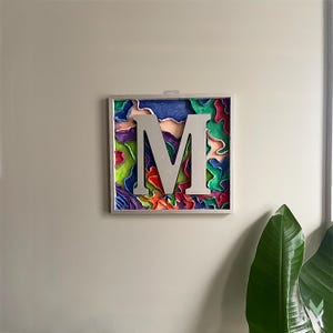 Custom Letter Wall Art | 3D Monogram with Clay & Colored Sand | Vibrant Personalized Home Décor | Bold Textured Alphabet Canvas