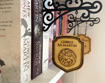 Fantasy Book Tavern Signs, Themed Bookshelf Decor, Home Library Decor, Handcrafted Bookshelf Dividers, Bookish Gift, Library Organizers