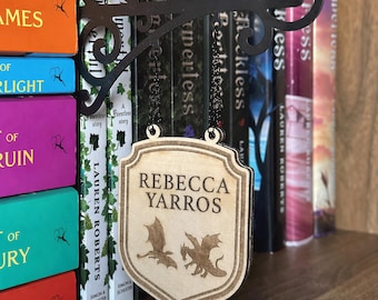 Letrero de Fourth Wing Tavern, separador de libros de Rebecca Yarros, organizador de madera de dragón, regalo de libros, Booktok