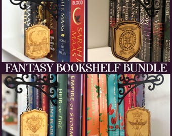 Fantasy Bookshelf Bundle, Custom Library Shelf Divider, Metal Book Genre Sign, Perfect Book Lover Gift, Gift Ready