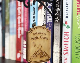 ACOTAR Book Sign, Welcome To The Night Court, A Court of Thorns and Roses Tavern Sign, Rhysand, Feyre, Fantasy Bookshelf Decor, Book Gift