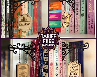 Tavern Sign Bundle, Cowboy Book Sign, Custom Book Tavern Sign, BookTok Gift, Bookshelf Genre Divider, Book Lover Gift, Bookish Home Decor