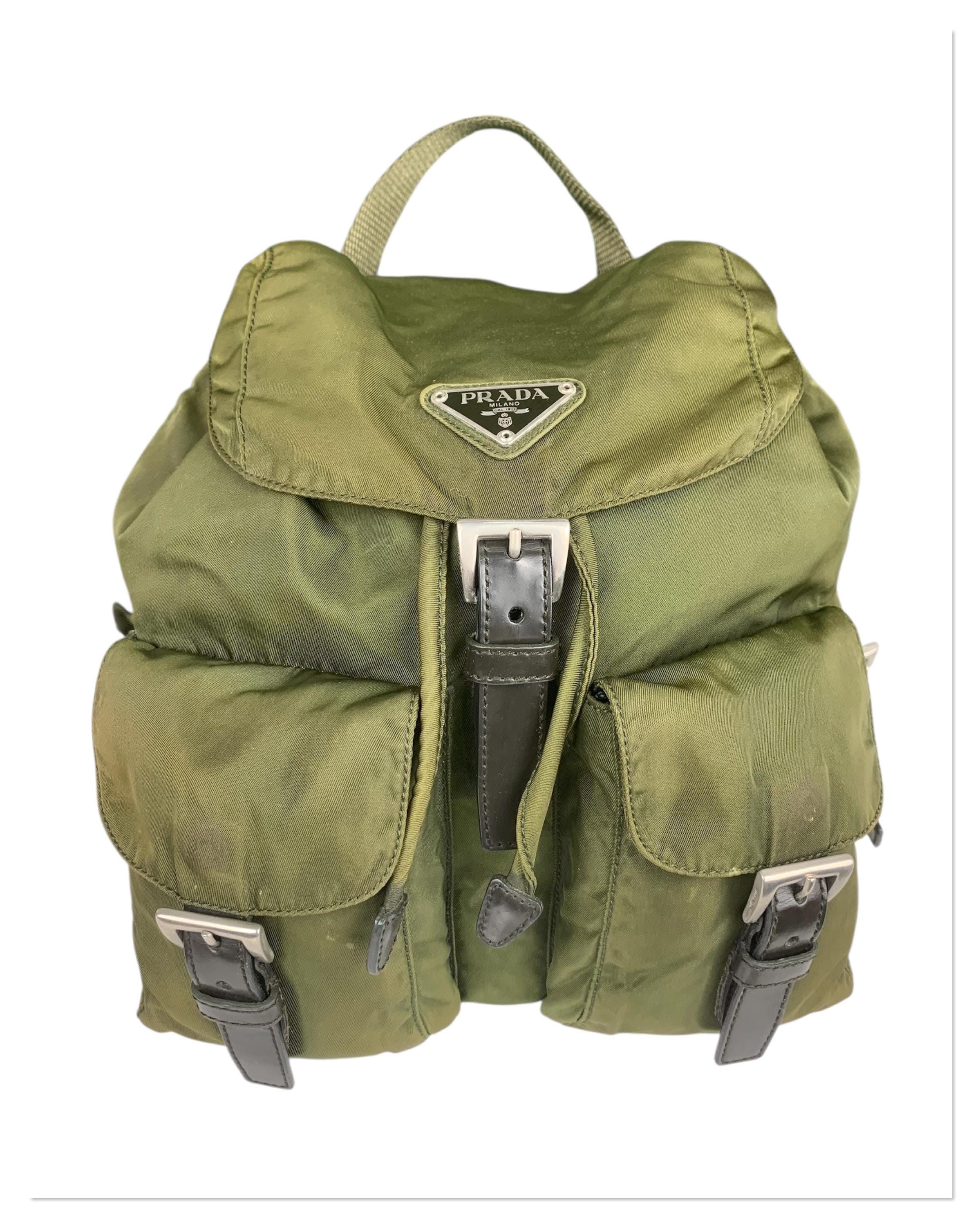 archive prada backpack greenトライアングルロゴ Vintage Backpack