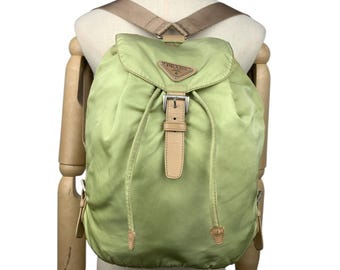 PRADA Nylon Backpack Bag Brown Triangle Logo Purse Authentic