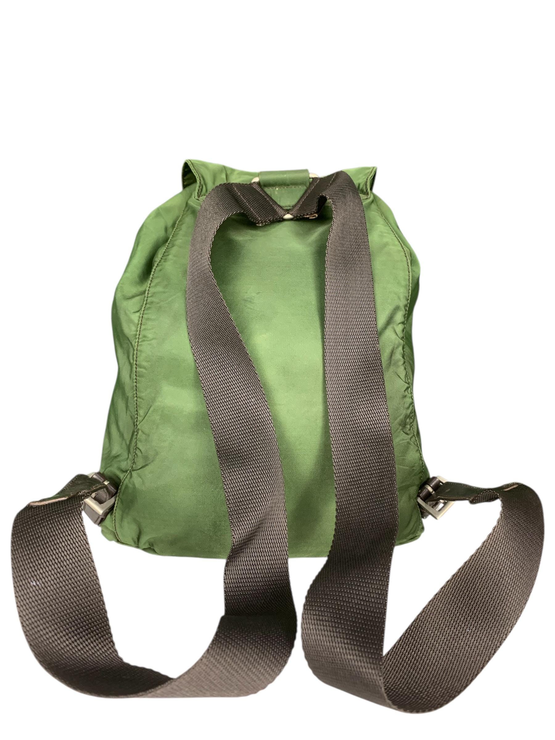 Vintage Authentic Prada Nylon Backpack - Green Army, Single 