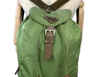 Vintage Backpack by Prada — Light Green Nylon, Leather  display picture 1