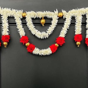 Rose & Jasmine Door Toran Garland|Heavy Bandarwal for Diwali,Temple,Mandir,Festival Decor| Entryway Wall Hanging, Indian Wedding,Event Decor