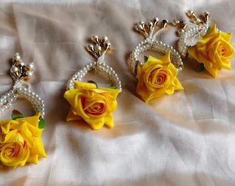 Adjustable Floral Rose Bracelet – Haldi Mehndi Sangeet Favor | Indian Wedding Return Gift | Flower Bracelet Bridesmaid & Thanksgiving Favor