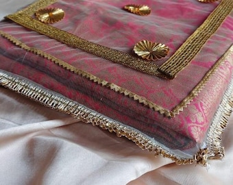 Housse de costume en filet transparent sari avec sacs Gota Work - Organza Bari pour faveur Haldi Mehendi, sac d'emballage pour robe de mariée, sac cadeau de mariage indien