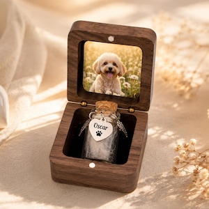 Pet Memorial Gift, Personalized Dog Cat Keepsake Box with Photo, Wooden Pet Remembrance Box for Ashes Fur Hair, Sympathy Gift for Pet Loss