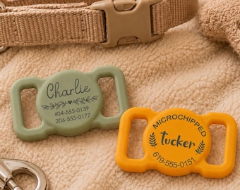 Personalized Dog Collar AirTag Holder, Custom Silicone Pet ID Tag, Engraved Apple Tracker Cover, Slide-On Name Tag Gift for Dog Cat Collar