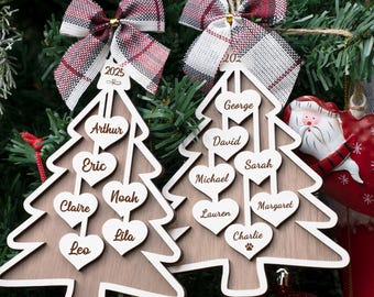 Personalized Engraved Wooden Christmas Ornament: Family Name & Date