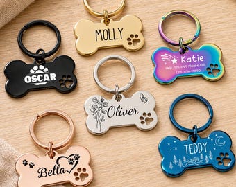 Personalized Dog Tag,Custom Engraved Dog Name Tag,Stainless Steel Pet ID Tag for Dogs,Puppy Tag With Name&Phone,Dog Tag,Dog ID Tag