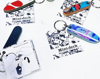 Mini Skateboard Keychain Bag Charm. Emergency Bottle Opener