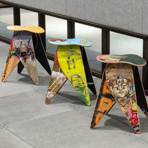 Deckstool 18&quot; Recycled Skateboard Stool - Single Stool - Free Shipping Worldwide.