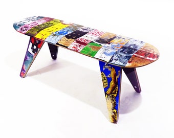 Skateboard Bench - 48" Two seater. Modern Recycled Skateboard Furniture designed and handmade by Deckstool.