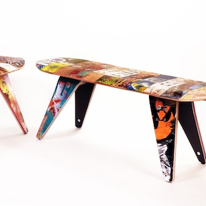 Skateboard Bench 48 Two seater. Modern Recycled Skateboard Furniture designed and handmade by Deckstool. image 1