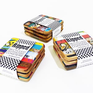 Ripped Coaster Set of (3) Three or (4) Four or (5) Five by Deckstool. Recycled Skateboards. Wood, Beer, Bright, Colorful, Fun Skater Gift