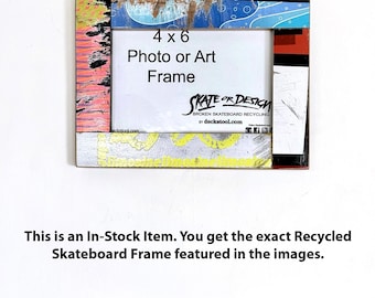 4x6 Picture Frame: Modern Pop Art Decor. Made from recycled skateboards.
