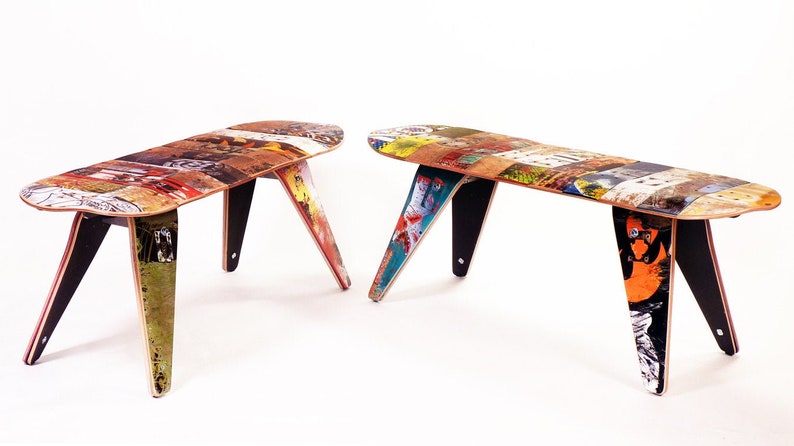 Skateboard Bench 48 Two seater. Modern Recycled Skateboard Furniture designed and handmade by Deckstool. image 1