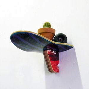 Recycled Skateboard Wall Shelf: Handmade Maple Wood Decor