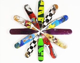 Varial Skateboard Clock - 17.5" (445mm) Dia. Recycled Skateboard Wall Clock