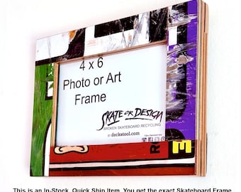 4x6inch Skateboard Picture/Art Frame. Made from Recycled Skateboards. Modern Pop Art Decor.
