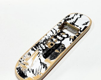 Skull Graphic BottleOpener with Magnet. Made from Recycled Skateboard.